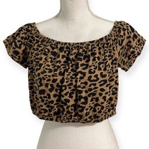 Hollister Leopard Print Off the Shoulder Top NWOT